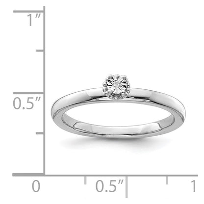 Sterlingsilber Rhodiniert Poliert Diamant Ring