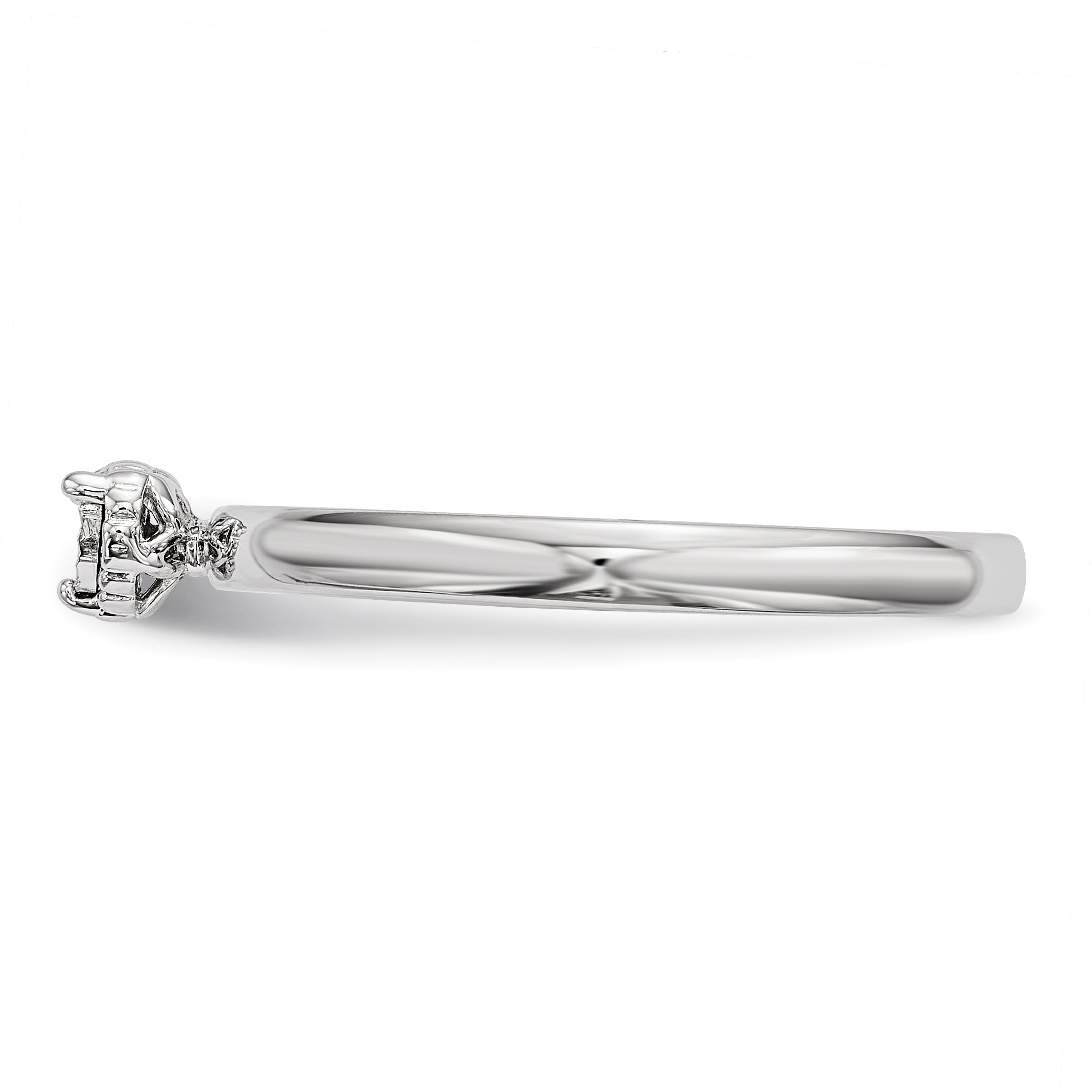 Sterlingsilber Rhodiniert Poliert Diamant Quadratisch Form Ring