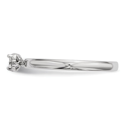 Sterlingsilber Rhodiniert Poliert Diamant Quadratisch Form Ring