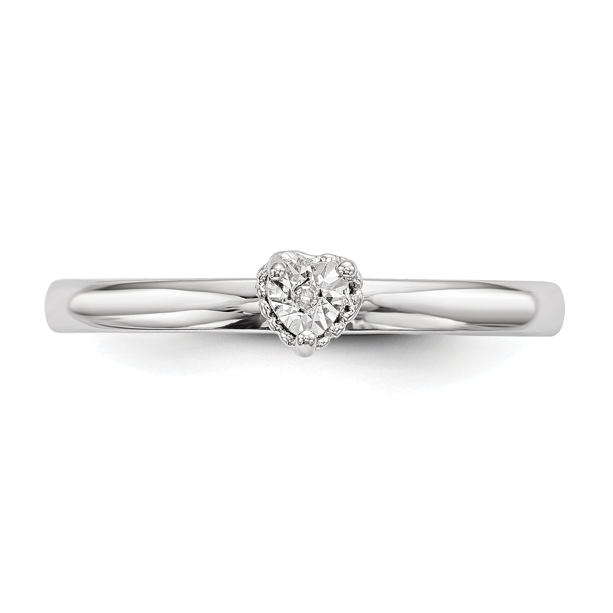 Sterlingsilber Rhodiniert Poliert Diamant Quadratisch Form Ring