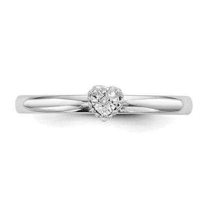 Sterlingsilber Rhodiniert Poliert Diamant Quadratisch Form Ring