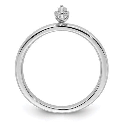 Sterlingsilber Rhodiniert Poliert Diamant Marquise Form Ring (size 8 Nur)