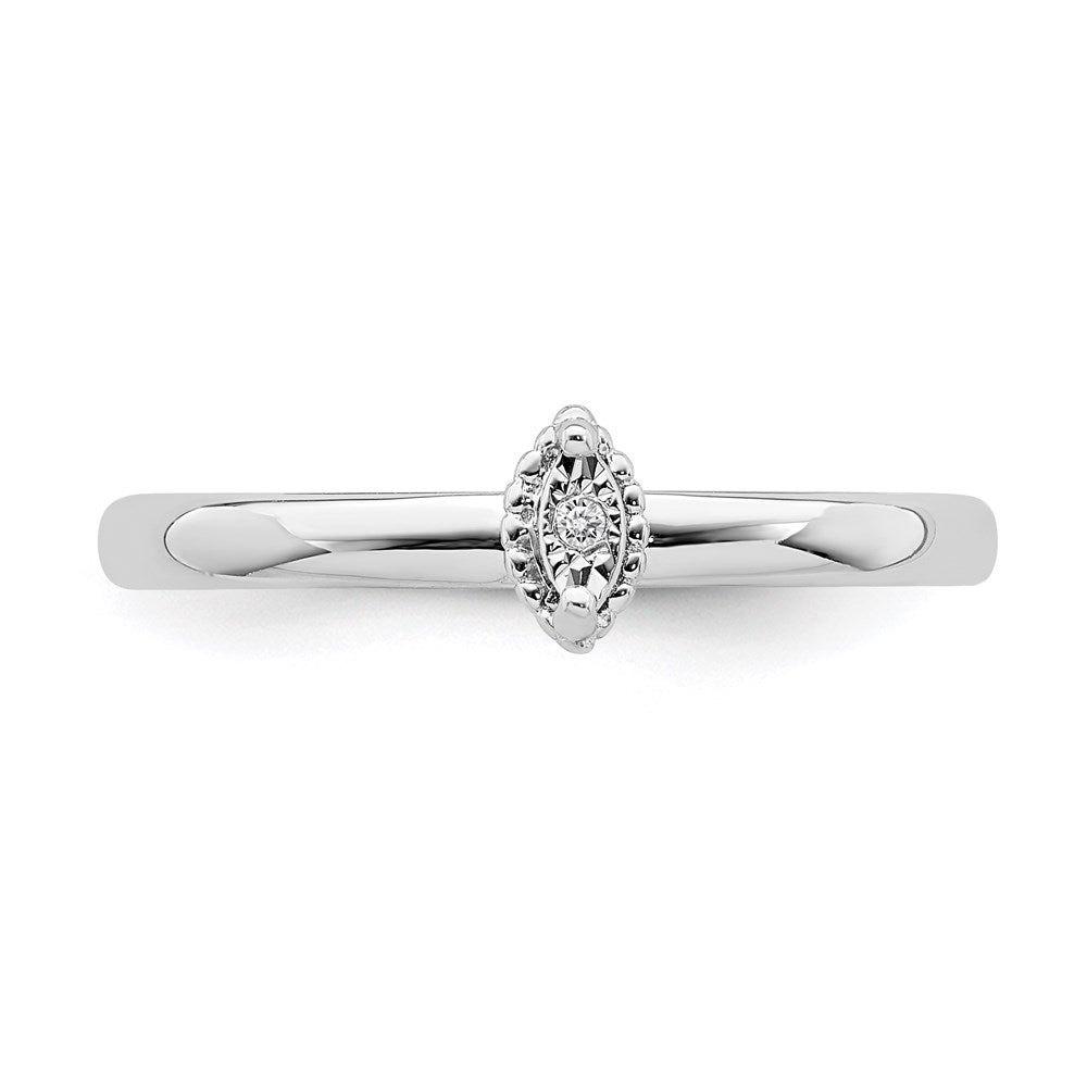 Sterlingsilber Rhodiniert Poliert Diamant Marquise Form Ring (size 8 Nur)
