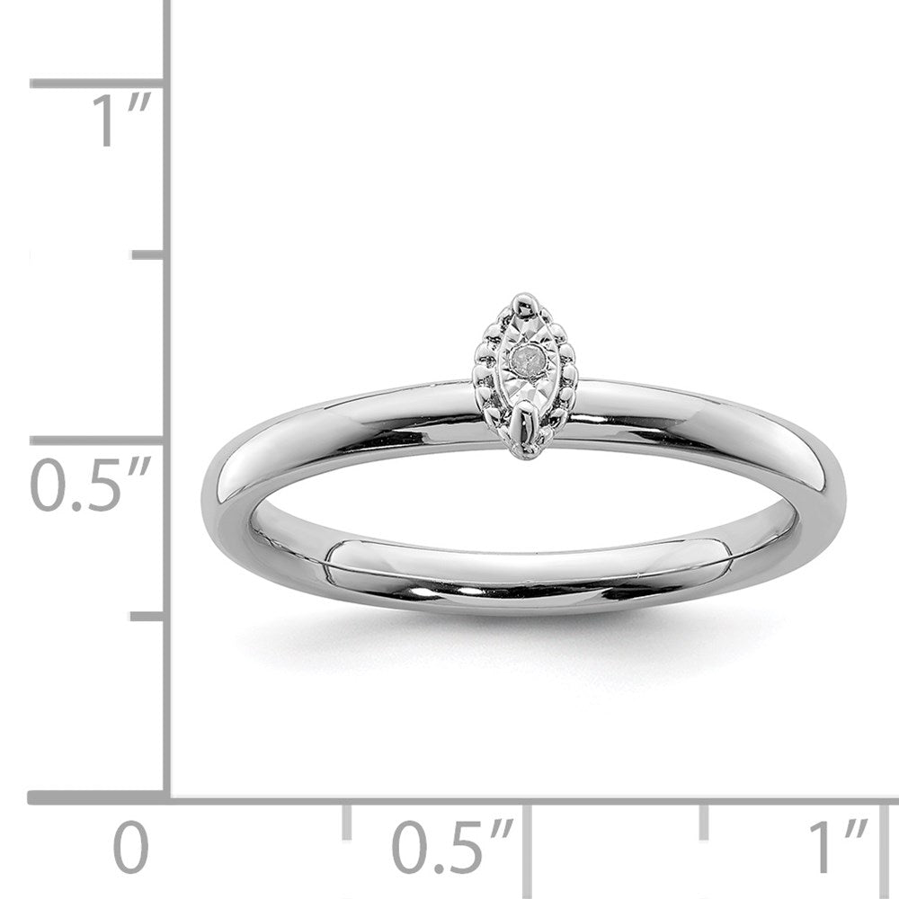 Sterlingsilber Rhodiniert Poliert Diamant Marquise Form Ring (size 8 Nur)