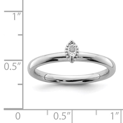 Sterlingsilber Rhodiniert Poliert Diamant Marquise Form Ring (size 8 Nur)