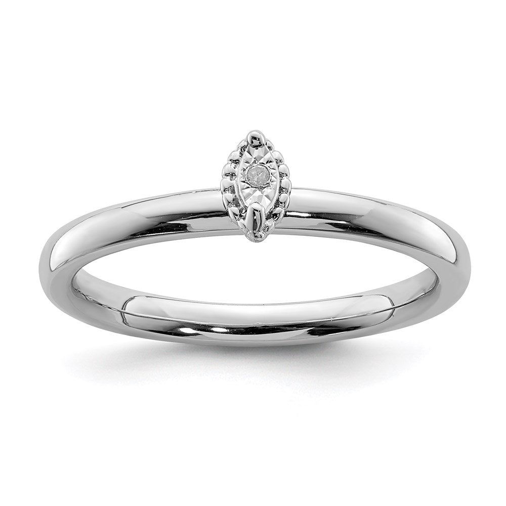 Sterlingsilber Rhodiniert Poliert Diamant Marquise Form Ring (size 8 Nur)