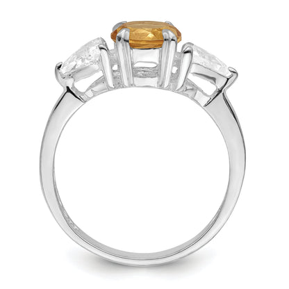 Sterlingsilber Rhodium Citrin Ring