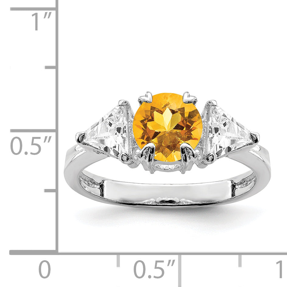 Sterlingsilber Rhodium Citrin Ring