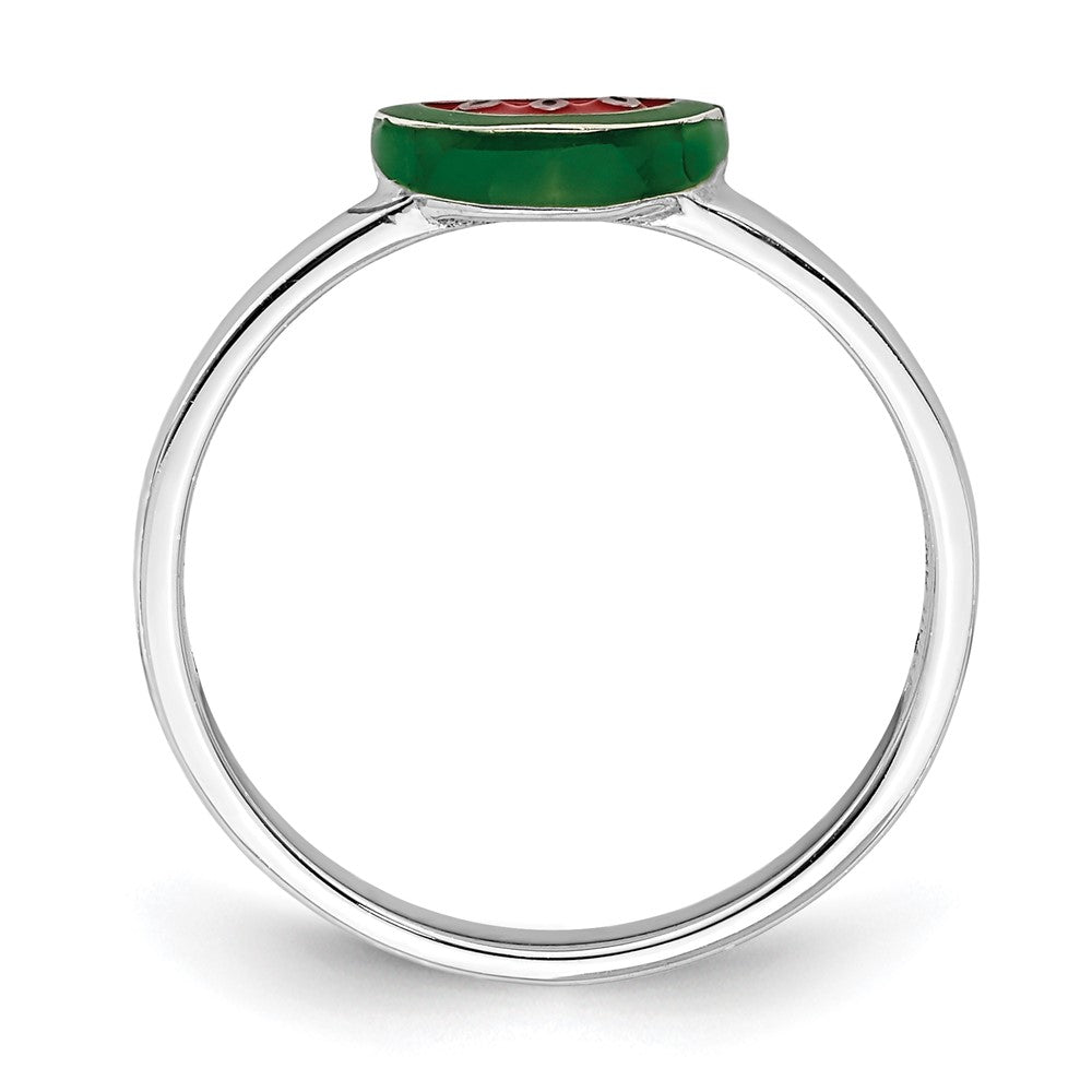 Sterlingsilber Rhodiniert Childs Emailliert Watermelon Ring (size 3 Nur)