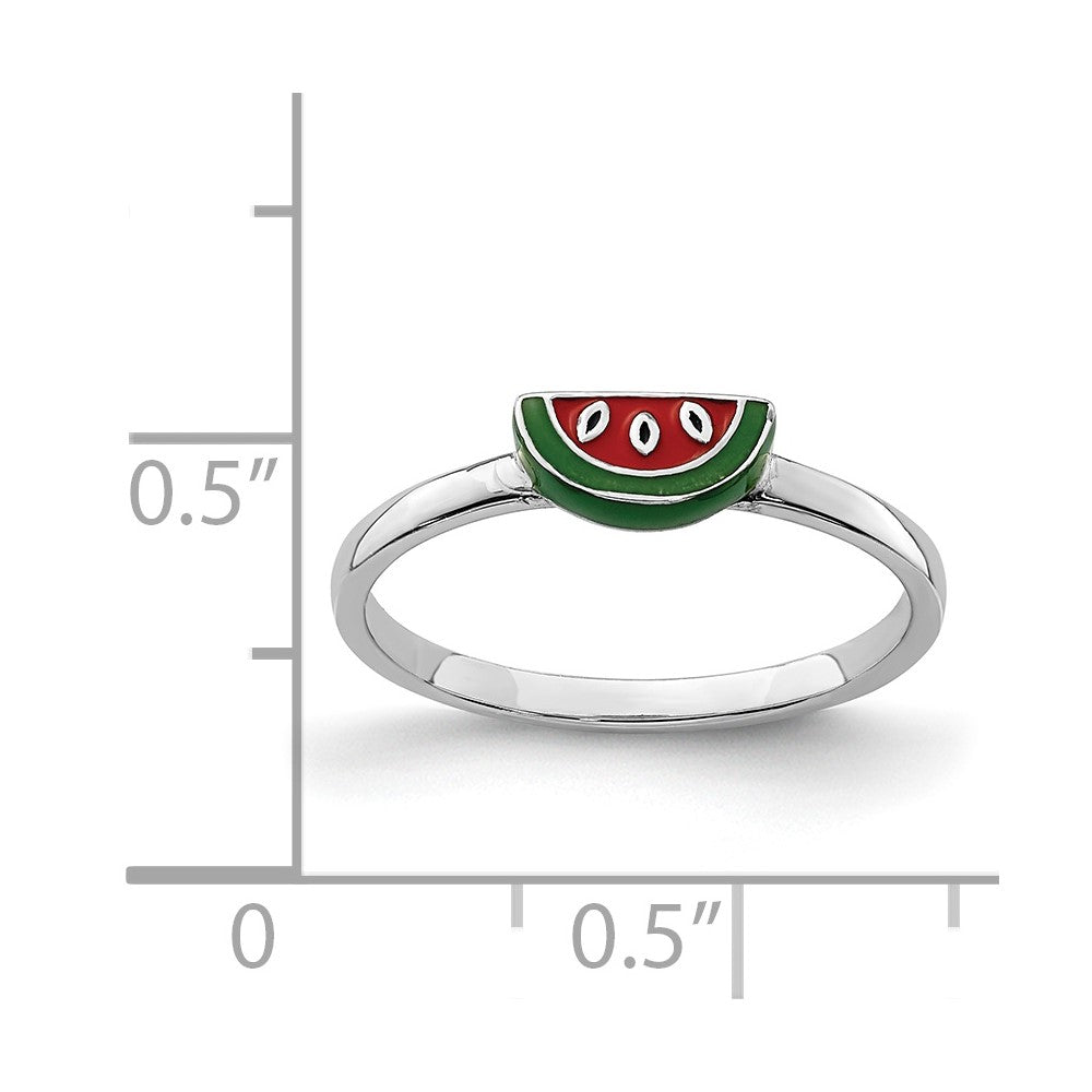 Sterlingsilber Rhodiniert Childs Emailliert Watermelon Ring (size 3 Nur)