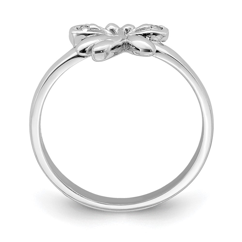 Sterlingsilber Rhodiniert Poliert Zirkonia Libelle Kinder Ring (size 4 Nur)