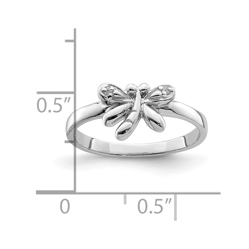 Sterlingsilber Rhodiniert Poliert Zirkonia Libelle Kinder Ring (size 4 Nur)