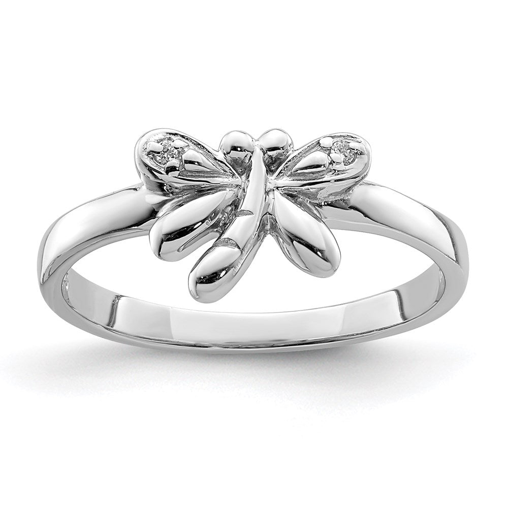 Sterlingsilber Rhodiniert Poliert Zirkonia Libelle Kinder Ring (size 4 Nur)