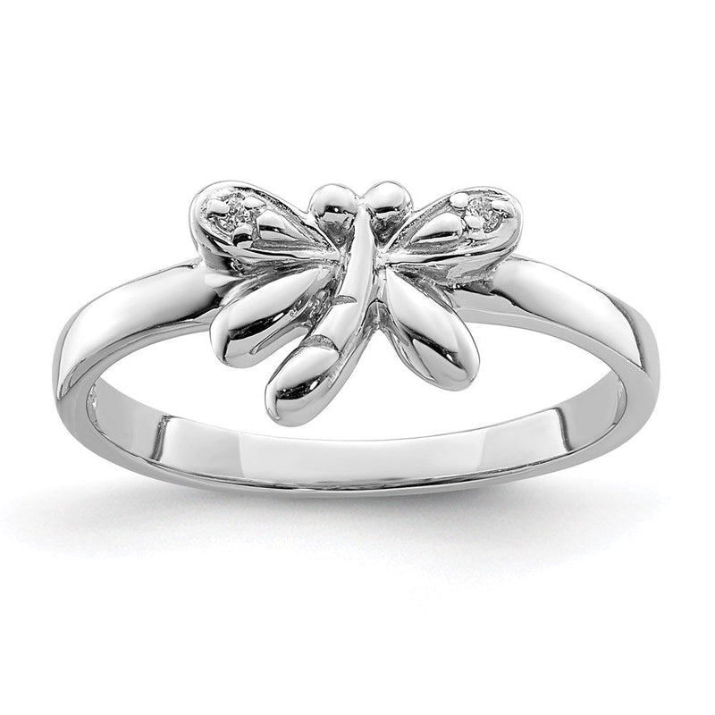 Sterlingsilber Rhodiniert Poliert Zirkonia Libelle Kinder Ring (size 4 Nur)