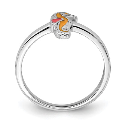 Sterlingsilber Rhodiniert Childs Emailliert Seepferdchen Ring (size 3 Nur)
