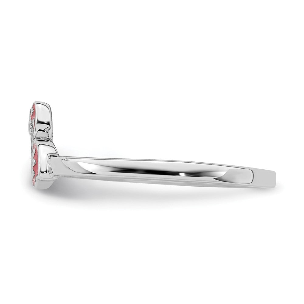 Sterlingsilber Rhodiniert Mehrfarbig Emailliert Flamingo Kinder Ring