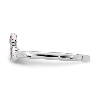 Sterlingsilber Rhodiniert Mehrfarbig Emailliert Flamingo Kinder Ring