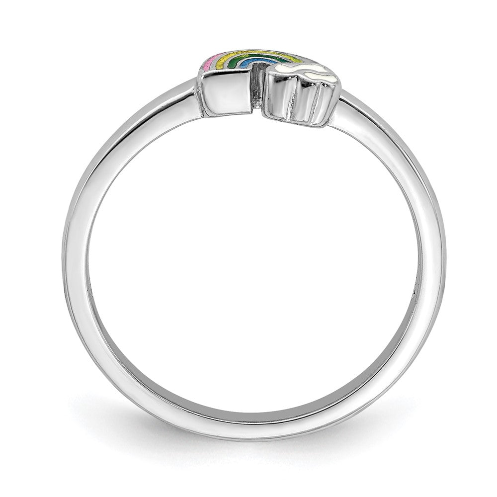 Sterlingsilber Rhodiniert Mehrfarbig Emailliert Regenbogen Kinder Ring