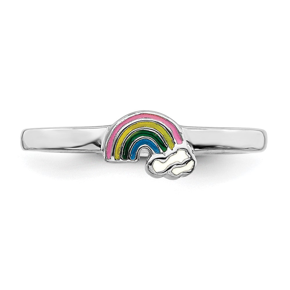 Sterlingsilber Rhodiniert Mehrfarbig Emailliert Regenbogen Kinder Ring