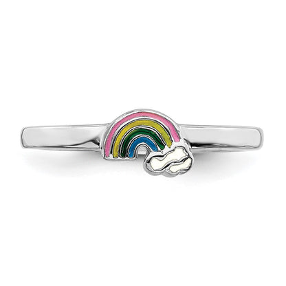 Sterlingsilber Rhodiniert Mehrfarbig Emailliert Regenbogen Kinder Ring