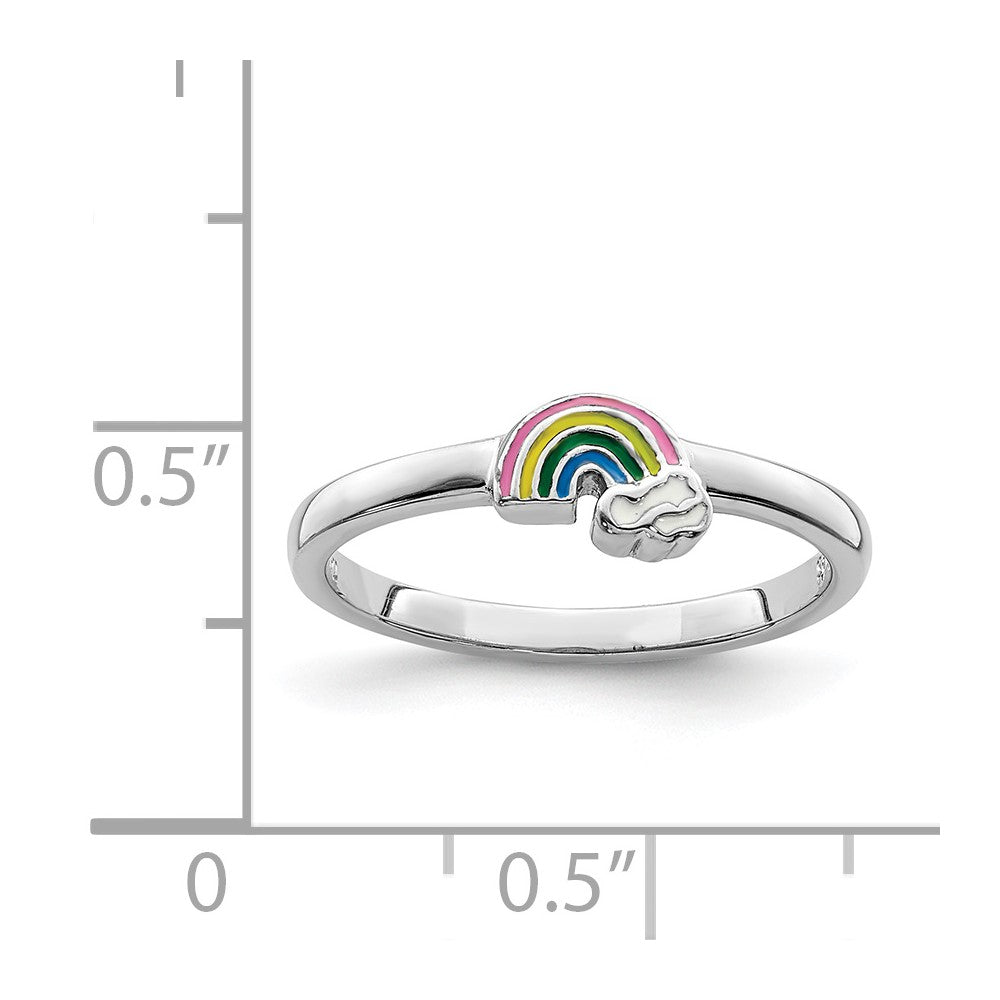 Sterlingsilber Rhodiniert Mehrfarbig Emailliert Regenbogen Kinder Ring
