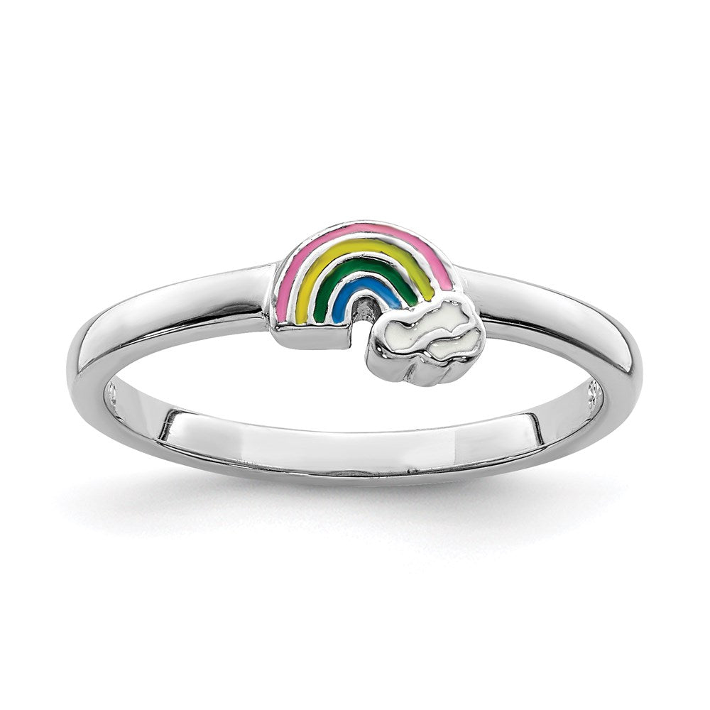 Sterlingsilber Rhodiniert Mehrfarbig Emailliert Regenbogen Kinder Ring