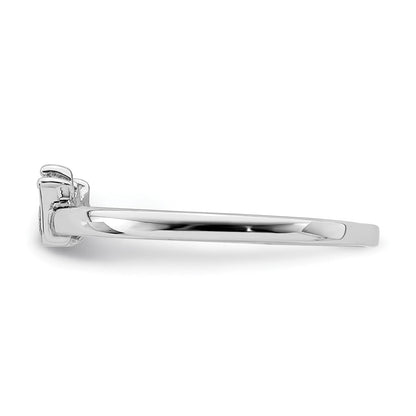 Sterlingsilber Rhodiniert Poliert Rosa Emaille Krone Kinder Ring