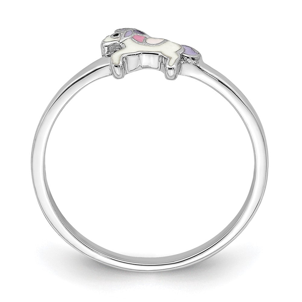 Sterlingsilber Rhodiniert Mehrfarbig Emailliert Einhorn Kinder Ring