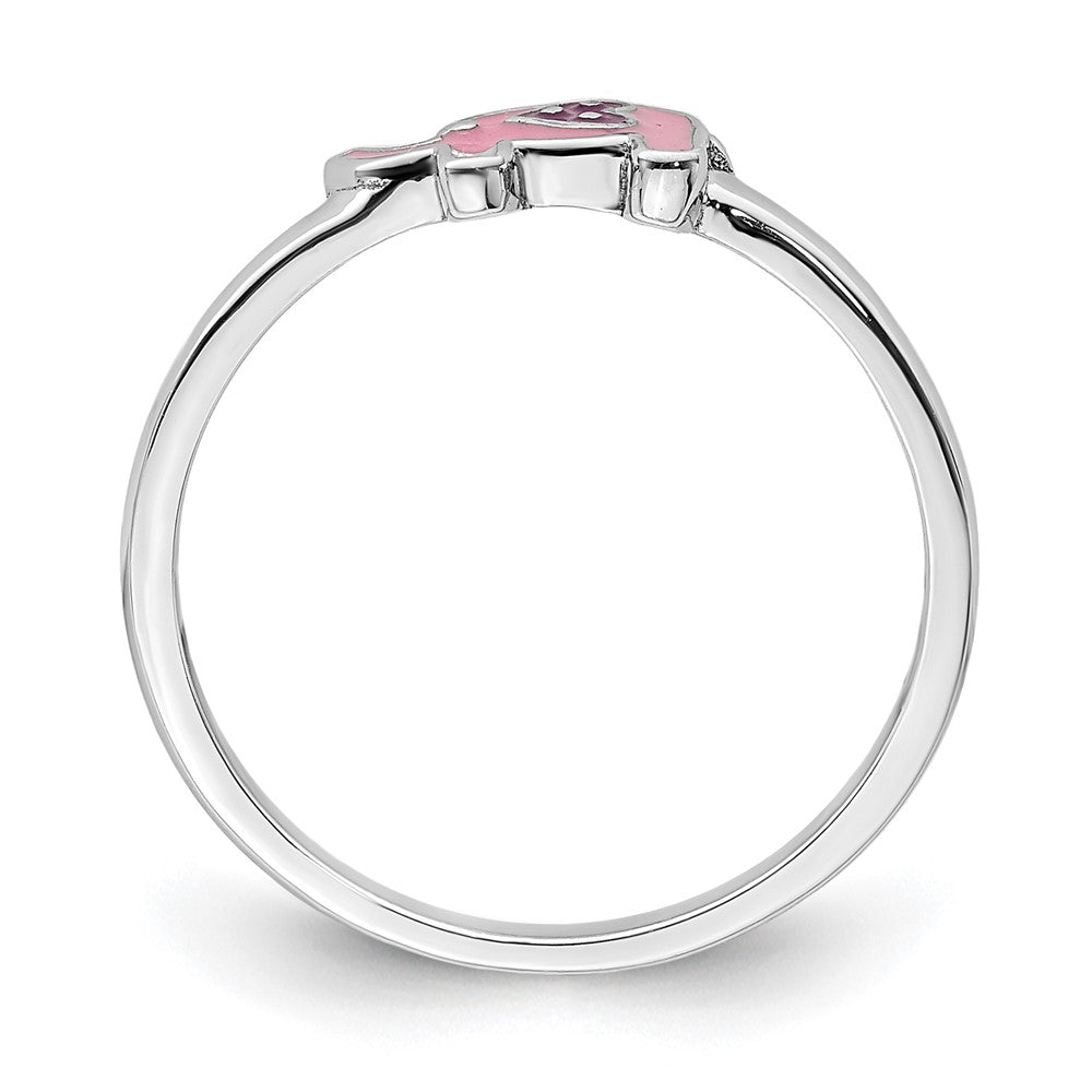 Sterlingsilber Rhodiniert Childs Emailliert Rosa Elefant Ring (size 3 Nur)