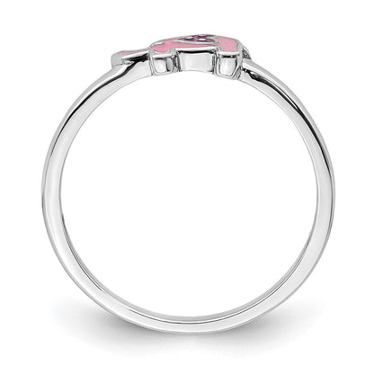 Sterlingsilber Rhodiniert Childs Emailliert Rosa Elefant Ring (size 3 Nur)