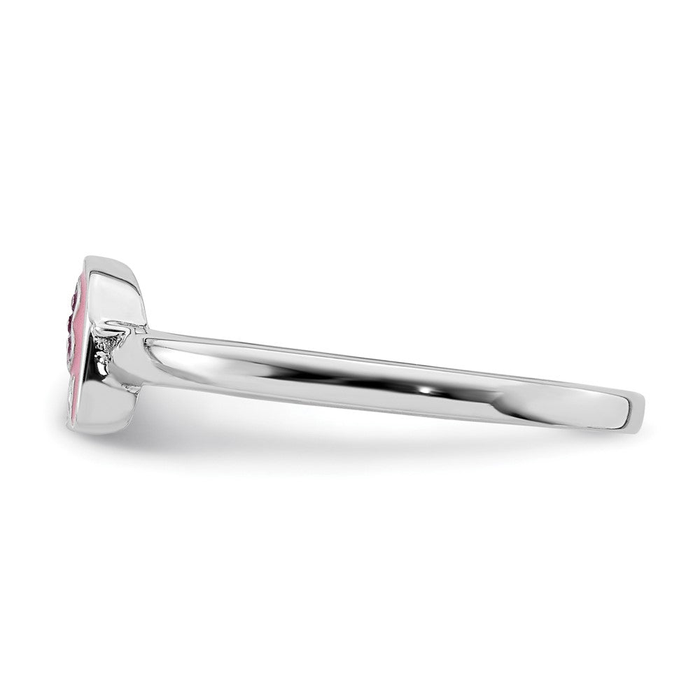 Sterlingsilber Rhodiniert Childs Emailliert Rosa Elefant Ring (size 3 Nur)