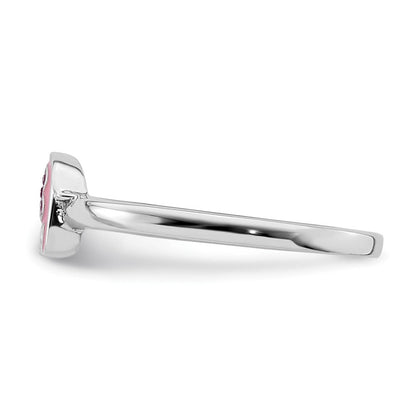 Sterlingsilber Rhodiniert Childs Emailliert Rosa Elefant Ring (size 3 Nur)