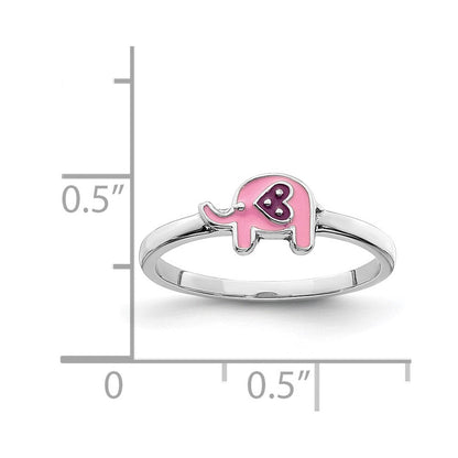 Sterlingsilber Rhodiniert Childs Emailliert Rosa Elefant Ring (size 3 Nur)