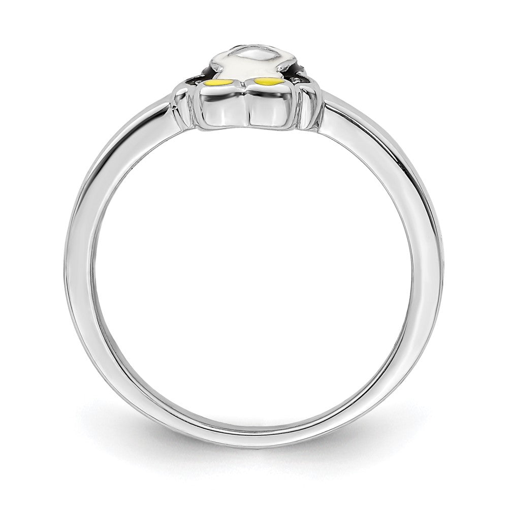 Sterlingsilber Rhodiniert Childs Emailliert Pinguin Ring (size 3 Nur)