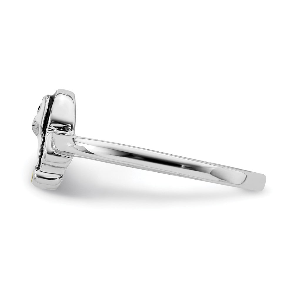 Sterlingsilber Rhodiniert Childs Emailliert Pinguin Ring (size 3 Nur)