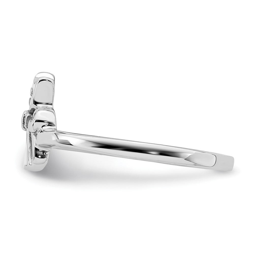 Sterlingsilber Rhodiniert Childs Emailliert Weiß Katze Ring (size 4 Nur)