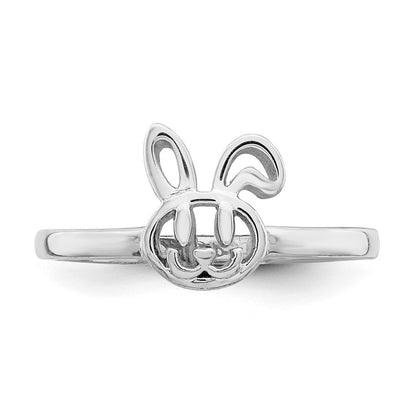 Sterlingsilber Rhodiniert Childs Bunny Ring (size 3 Nur)