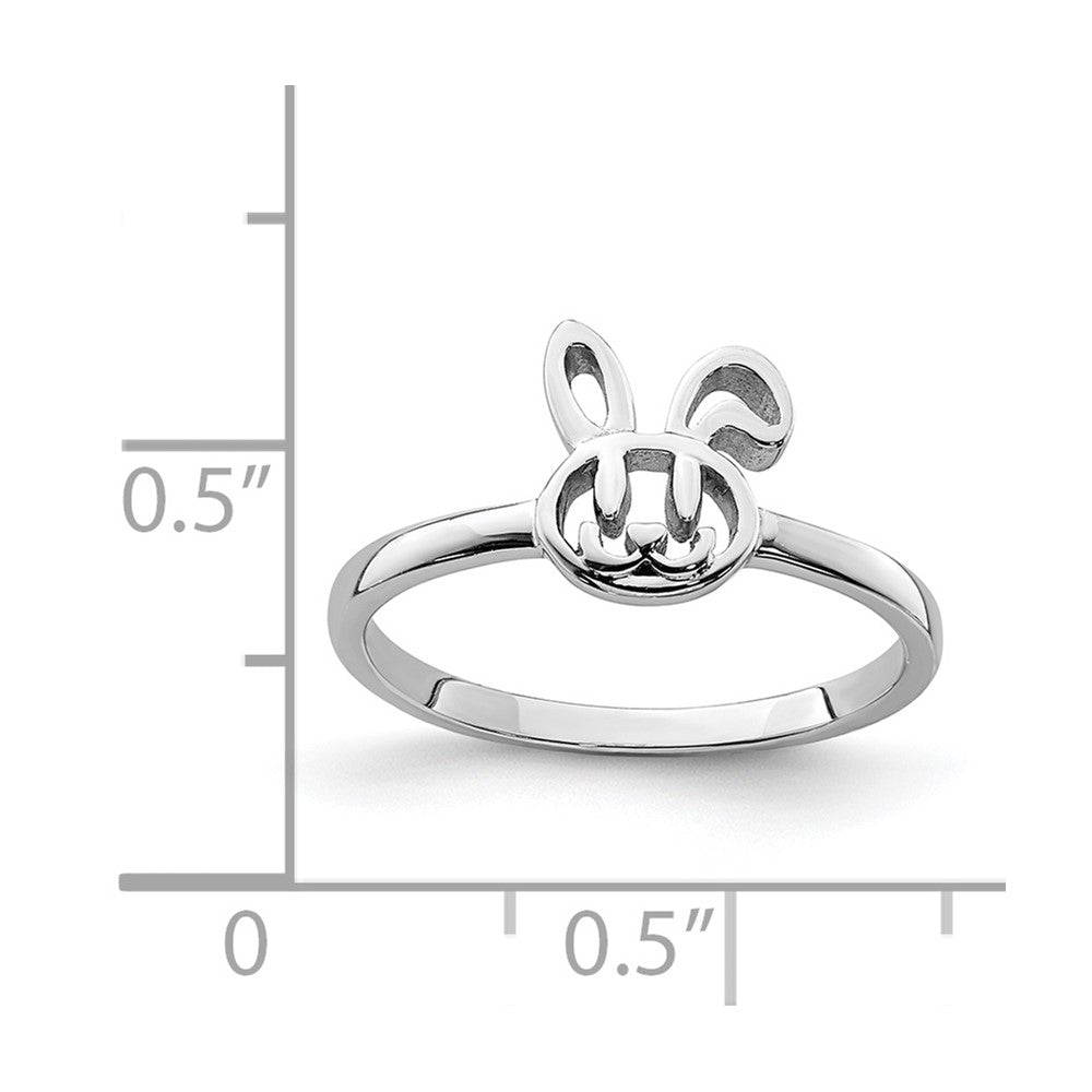 Sterlingsilber Rhodiniert Childs Bunny Ring (size 3 Nur)