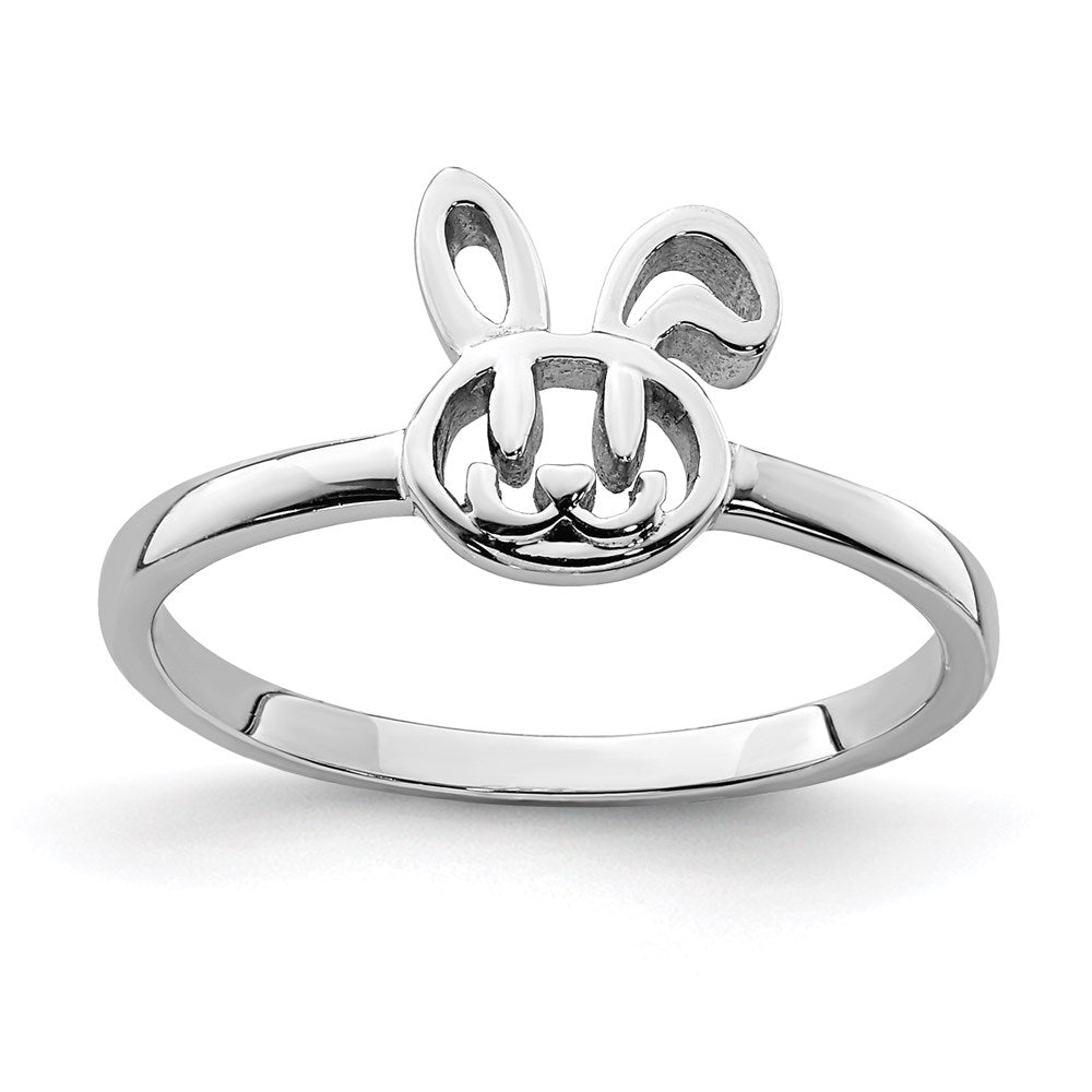 Sterlingsilber Rhodiniert Childs Bunny Ring (size 3 Nur)