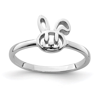 Sterlingsilber Rhodiniert Childs Bunny Ring (size 3 Nur)
