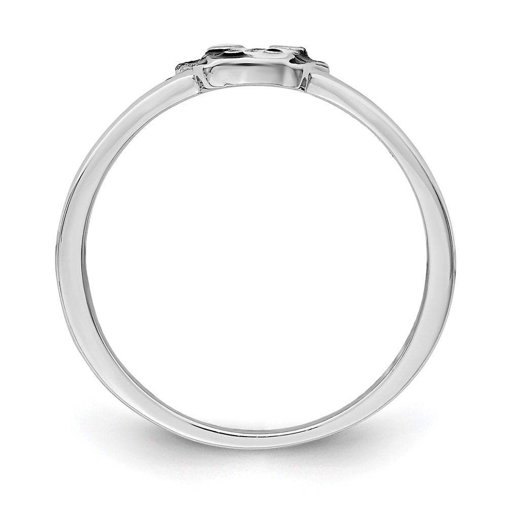 Sterlingsilber Rhodiniert Schwarz & Weiß Emailliert Puppy Kinder Ring