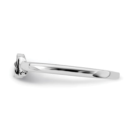 Sterlingsilber Rhodiniert Schwarz & Weiß Emailliert Puppy Kinder Ring