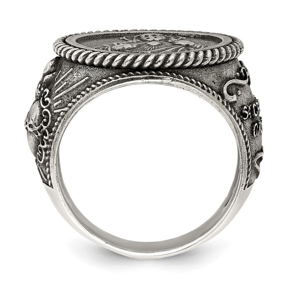 Sterlingsilber Antikisiert Heilig Herz Of Jesus Ring (size 9 Nur)