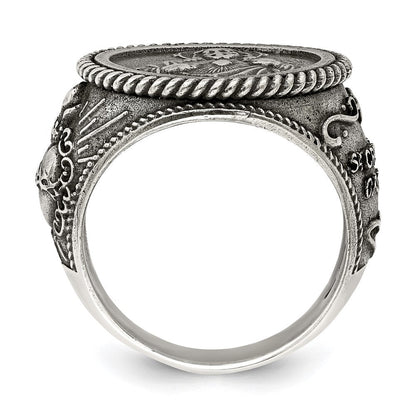Sterlingsilber Antikisiert Heilig Herz Of Jesus Ring (size 9 Nur)