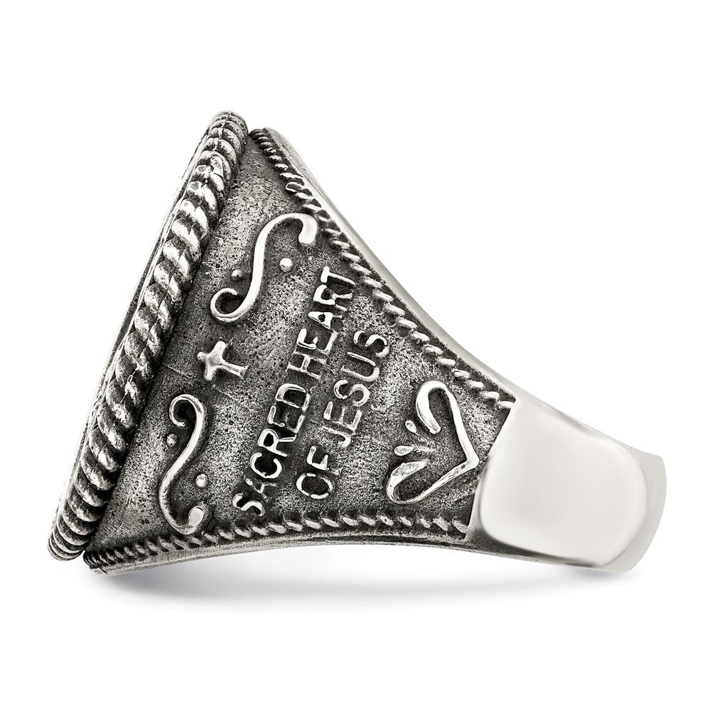Sterlingsilber Antikisiert Heilig Herz Of Jesus Ring (size 9 Nur)