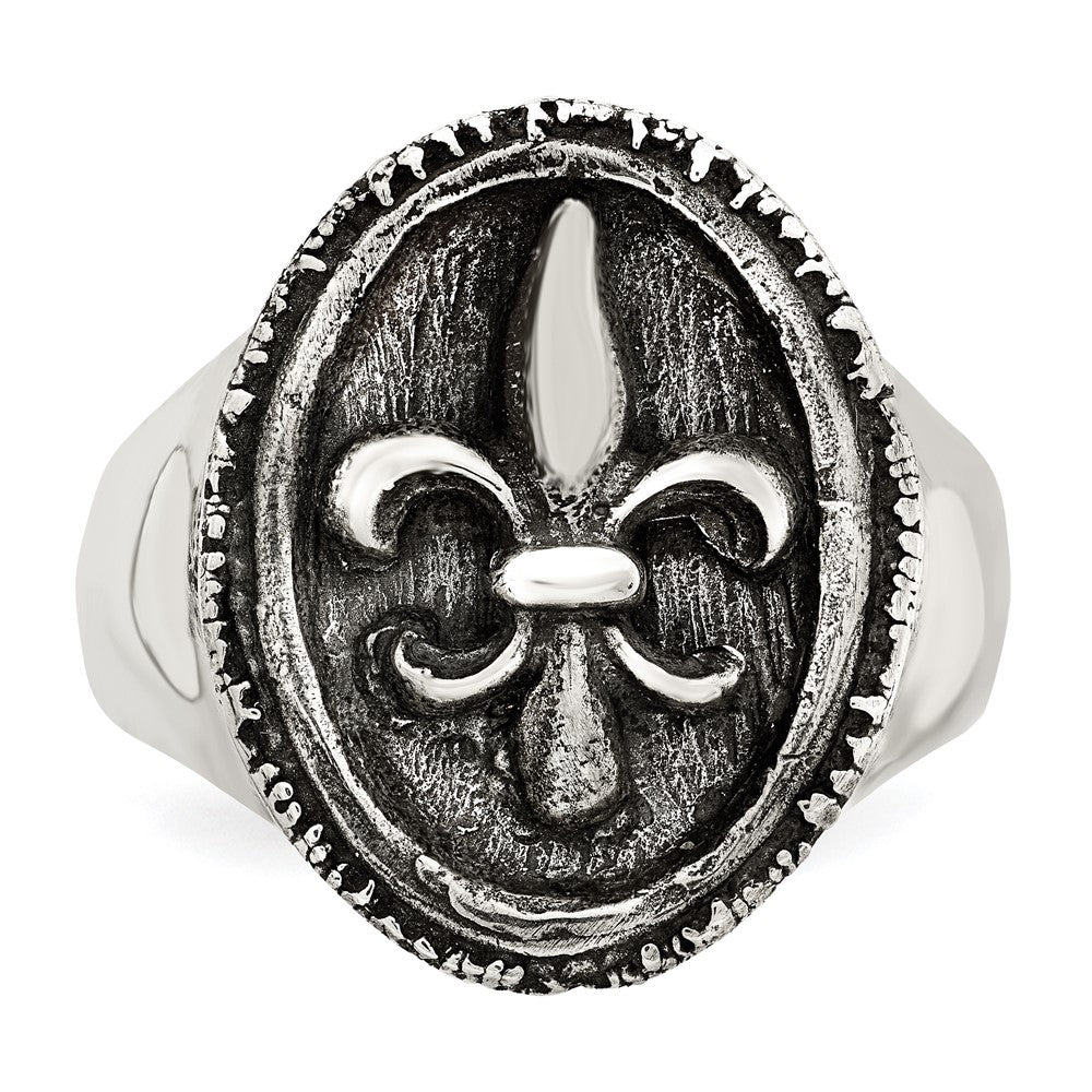 Sterlingsilber Antikisiert Fleur De Lis Ring