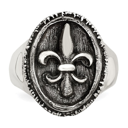 Sterlingsilber Antikisiert Fleur De Lis Ring