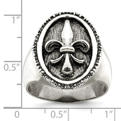 Sterlingsilber Antikisiert Fleur De Lis Ring