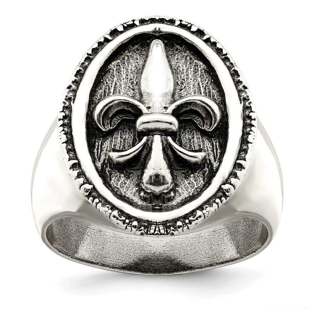 Sterlingsilber Antikisiert Fleur De Lis Ring