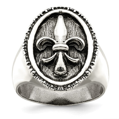 Sterlingsilber Antikisiert Fleur De Lis Ring